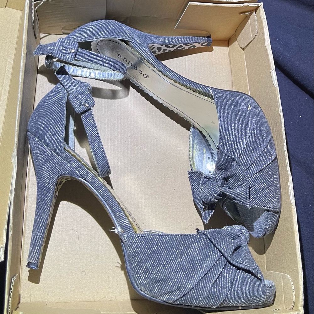 COPY - Black Denim Bamboo Heels